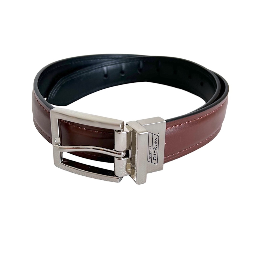 Kids Youth Genuine Dickies Brown Black Faux Leather Reversible Belt Size M
